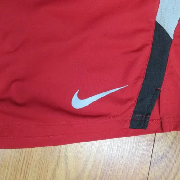 NIKE DRI-FIT POLYESTER ATHLETIC SHORTS RED, BLACK & GRAY Sz MEDIUM, M - Picture 2 of 4